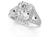 White gold Radiant Cut Diamond Split Shank Halo Ring with Four-Prong Setting_69