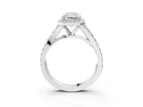 White gold Radiant Cut Diamond Split Shank Halo Ring with Four-Prong Setting_71