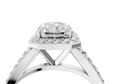 White gold Radiant Cut Diamond Split Shank Halo Ring with Four-Prong Setting_72