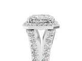 White gold Radiant Cut Diamond Split Shank Halo Ring with Four-Prong Setting_73