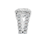 White gold Radiant Cut Diamond Split Shank Pavé Engagement Ring with Four-Prong Setting_100
