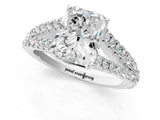 White gold Radiant Cut Diamond Split Shank Pavé Engagement Ring with Four-Prong Setting_91