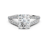 White gold Radiant Cut Diamond Split Shank Pavé Engagement Ring with Four-Prong Setting_95