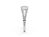 White gold Radiant Cut Diamond Split Shank Pavé Engagement Ring with Four-Prong Setting_97