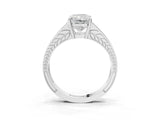 White gold Radiant Cut Diamond Split Shank Ring with Pavé Band and Four-Prong Setting_48