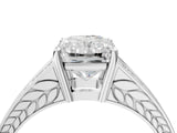 White gold Radiant Cut Diamond Split Shank Ring with Pavé Band and Four-Prong Setting_49