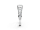 White gold Radiant Cut Diamond Split Shank Ring with Pavé Band and Four-Prong Setting_51