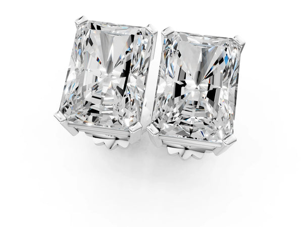 Platinum Radiant Cut Diamond Stud Earrings