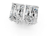 Silver 0.56 Carat E-F VVS-VS Radiant Diamond Stud Earrings