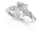 White gold Radiant Cut Diamond Three-Stone Ring with Pear Side Stones and Four-Prong Setting_77