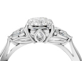 White gold Radiant Cut Diamond Three-Stone Ring with Pear Side Stones and Four-Prong Setting_80