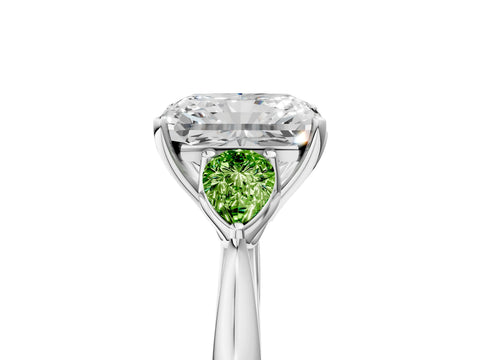 White gold Radiant Cut Diamond Three-Stone Ring with Pear with Peridot side stone Side Stones and Prong Setting_17