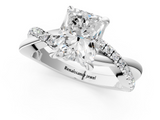 White gold Radiant Cut Diamond Twist Band Solitaire with Prong Setting_84