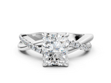White gold Radiant Cut Diamond Twist Band Solitaire with Prong Setting_89