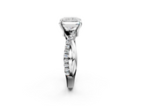 White gold Radiant Cut Diamond Twist Band Solitaire with Prong Setting_91