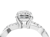White gold Radiant Cut Diamond Twist Band Solitaire with Prong Setting_93