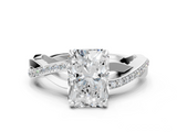 White gold Radiant Cut Diamond Twisted Band Engagement Ring with Prong Setting_39