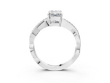 White gold Radiant Cut Diamond Twisted Band Engagement Ring with Prong Setting_42