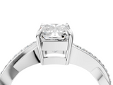 White gold Radiant Cut Diamond Twisted Band Engagement Ring with Prong Setting_43