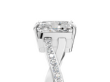 White gold Radiant Cut Diamond Twisted Band Engagement Ring with Prong Setting_44
