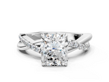 White gold Radiant Cut Diamond Twisted Band with Pavé Setting and Four-Prong Setting_42