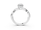 White gold Radiant Cut Diamond Twisted Band with Pavé Setting and Four-Prong Setting_45