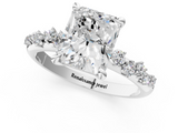 White gold Radiant Cut Diamond Vine Band with Four-Prong Setting_119