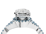 White gold Radiant Cut Diamond with Aquamarine side stone Halo Twist Band Solitaire Prong Setting Ring_16