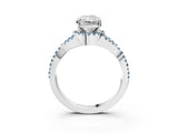 White gold Radiant Cut Diamond with Aquamarine side stone Halo Twist Band Solitaire Prong Setting Ring_27
