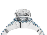 White gold Radiant Cut Diamond with Aquamarine side stone Halo Twist Band Solitaire Prong Setting Ring_28