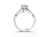 White gold Radiant Cut Diamond with Aquamarine side stone Halo Twist Band Solitaire Prong Setting Ring_33