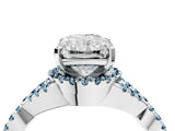 White gold Radiant Cut Diamond with Aquamarine side stone Halo Twist Band Solitaire Prong Setting Ring_34