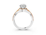 White gold Radiant Cut Diamond with Citrine side stone Halo Twist Band Solitaire Prong Setting Ring_15