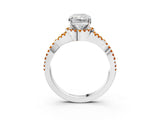 White gold Radiant Cut Diamond with Citrine side stone Halo Twist Band Solitaire Prong Setting Ring_28