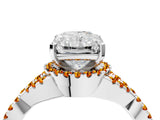 White gold Radiant Cut Diamond with Citrine side stone Halo Twist Band Solitaire Prong Setting Ring_29