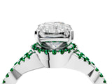 White gold Radiant Cut Diamond with Emerald side stone Halo Twist Band Solitaire Prong Setting Ring_29