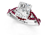 White gold Radiant Cut Diamond with Garnet side stone Halo Twist Band Solitaire Prong Setting Ring_13