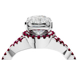 White gold Radiant Cut Diamond with Garnet side stone Halo Twist Band Solitaire Prong Setting Ring_16