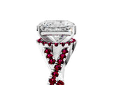 White gold Radiant Cut Diamond with Garnet side stone Halo Twist Band Solitaire Prong Setting Ring_17