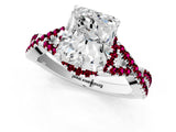 White gold Radiant Cut Diamond with Garnet side stone Halo Twist Band Solitaire Prong Setting Ring_25