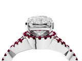 White gold Radiant Cut Diamond with Garnet side stone Halo Twist Band Solitaire Prong Setting Ring_28