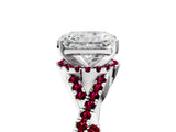 White gold Radiant Cut Diamond with Garnet side stone Halo Twist Band Solitaire Prong Setting Ring_29