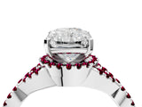 White gold Radiant Cut Diamond with Garnet side stone Halo Twist Band Solitaire Prong Setting Ring_34