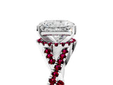 White gold Radiant Cut Diamond with Garnet side stone Halo Twist Band Solitaire Prong Setting Ring_35