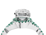 White gold Radiant Cut Diamond with Green Sapphire side stone Halo Twist Band Solitaire Prong Setting Ring_16