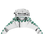 White gold Radiant Cut Diamond with Green Sapphire side stone Halo Twist Band Solitaire Prong Setting Ring_28