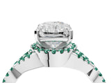 White gold Radiant Cut Diamond with Green Sapphire side stone Halo Twist Band Solitaire Prong Setting Ring_34