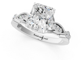 White gold Radiant Cut Diamond with Milgrain Marquise and Bezel Accents on a Solitaire Band with Prong Setting_289