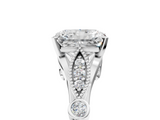 White gold Radiant Cut Diamond with Milgrain Marquise and Bezel Accents on a Solitaire Band with Prong Setting_293