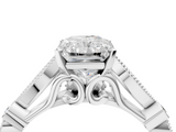 White gold Radiant Cut Diamond with Milgrain Marquise and Bezel Accents on a Solitaire Band with Prong Setting_297